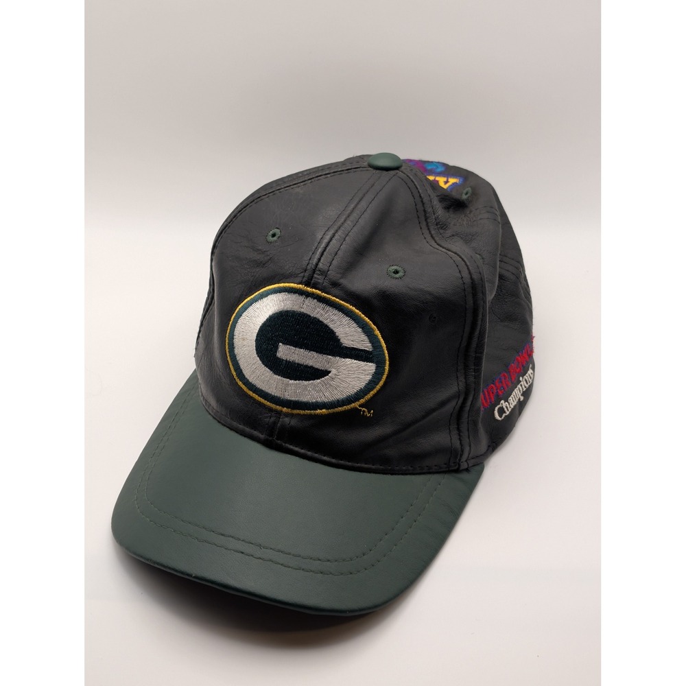 Drew Pearson Green Bay Packers Hat Mens OSFA Black Green Leather Good SB XXXI